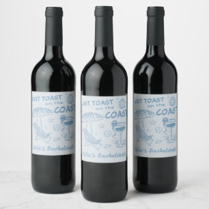 Étiquette Pour Bouteilles De Vin Dernier Toast Sur La Côte Beach Bachelorette Party