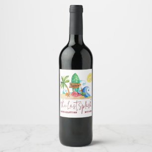 Étiquette Pour Bouteilles De Vin Dernière Splash, Plage, Surf Bachelorette Party