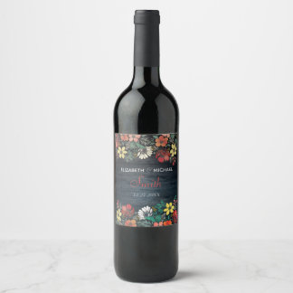 Étiquette Pour Bouteilles De Vin Design à motif floral rose mignon