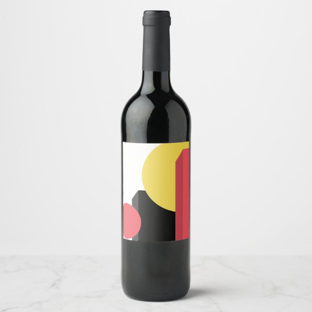Étiquette Pour Bouteilles De Vin design Abstrait, coloré, moderne, simple, dynamiqu (Devant)