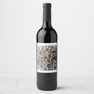 Étiquette Pour Bouteilles De Vin Design d'art abstrait noir et blanc