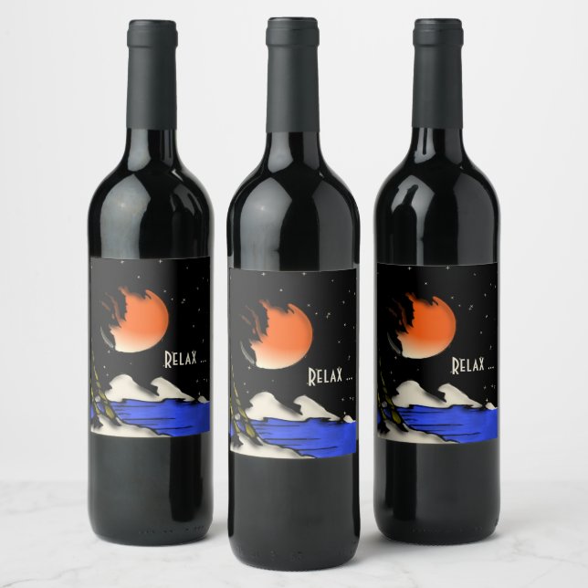 Étiquette Pour Bouteilles De Vin Design de nuit de l'île (Bouteilles)
