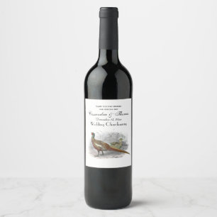 Étiquette Pour Bouteilles De Vin Dessin de faisan vintage couleur #2