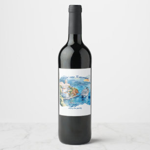 Étiquette Pour Bouteilles De Vin Destination de croisière pour la fête de retraite 