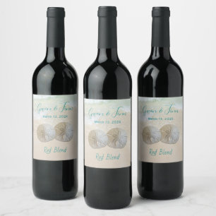 Étiquette Pour Bouteilles De Vin Deux Dollars de Sable Mariage Personnalisé