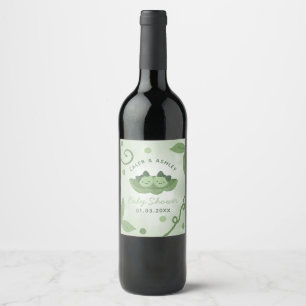 Étiquette Pour Bouteilles De Vin Deux petits pois dans un pod Twin Girls Baby showe