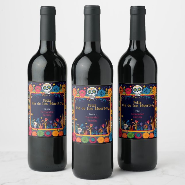Étiquette Pour Bouteilles De Vin 💀 🎉 Día de Muertos (Bouteilles)