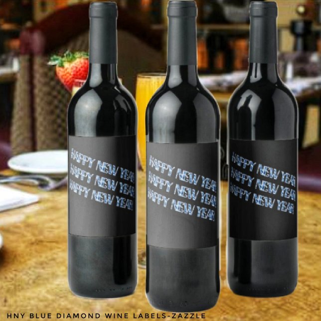 Étiquette Pour Bouteilles De Vin Diamant bleu HNY (Créateur téléchargé)