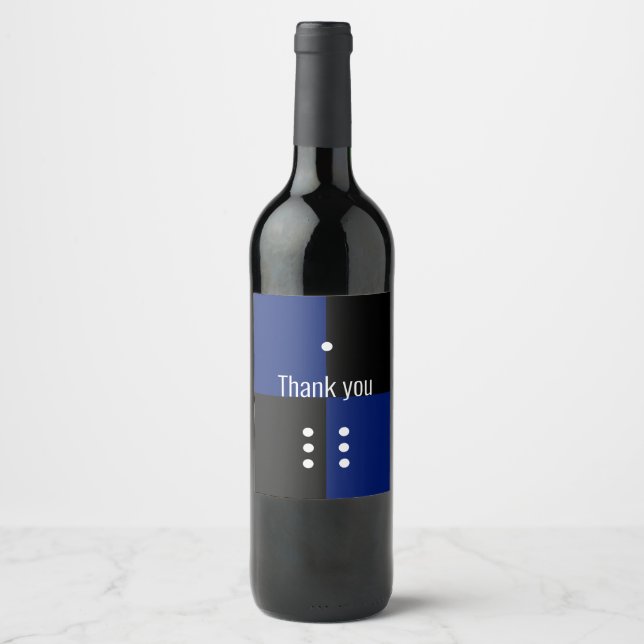Étiquette Pour Bouteilles De Vin Dice pois dés motif bleu & noir (Devant)