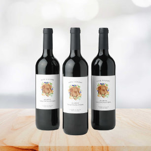 Étiquette Pour Bouteilles De Vin Dîner d'action de grâces minimaliste et élégant Me