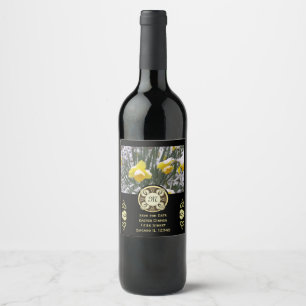 Étiquette Pour Bouteilles De Vin Diner de Pâques Trinity Knot W Photo et Monogramme