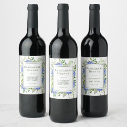 Étiquette Pour Bouteilles De Vin Dîner de répétition Blue Hydrangea