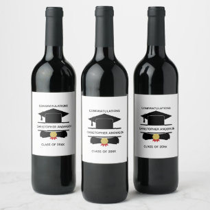 Étiquette Pour Bouteilles De Vin Diplôme de Casquette de diplôme de niveau universi