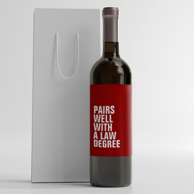 Étiquette Pour Bouteilles De Vin Diplôme d'école de droit drôle coutume rouge (Créateur téléchargé)