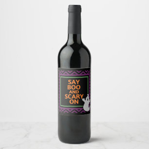 Étiquette Pour Bouteilles De Vin Dis Boo et effraie, fête d'Halloween