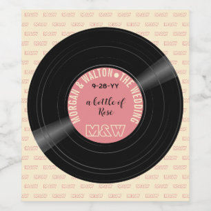 Étiquette Pour Bouteilles De Vin Disque Vinyle Bouteille de Rosé Monogramme Personn