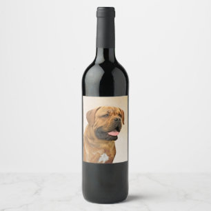 Étiquette Pour Bouteilles De Vin Dogue de Bordeaux Peinture - Cute Original Chien A