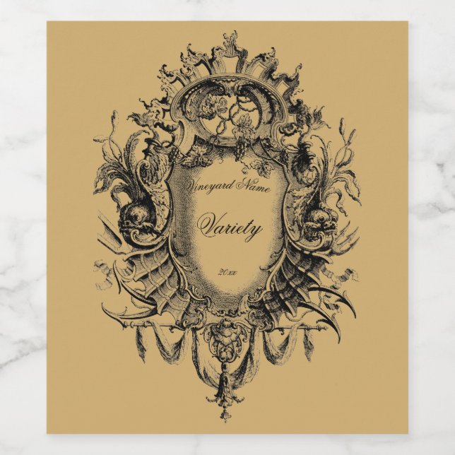 Étiquette Pour Bouteilles De Vin Dolphins & Grapevine Cartouche Modèle (Étiquettes simples)