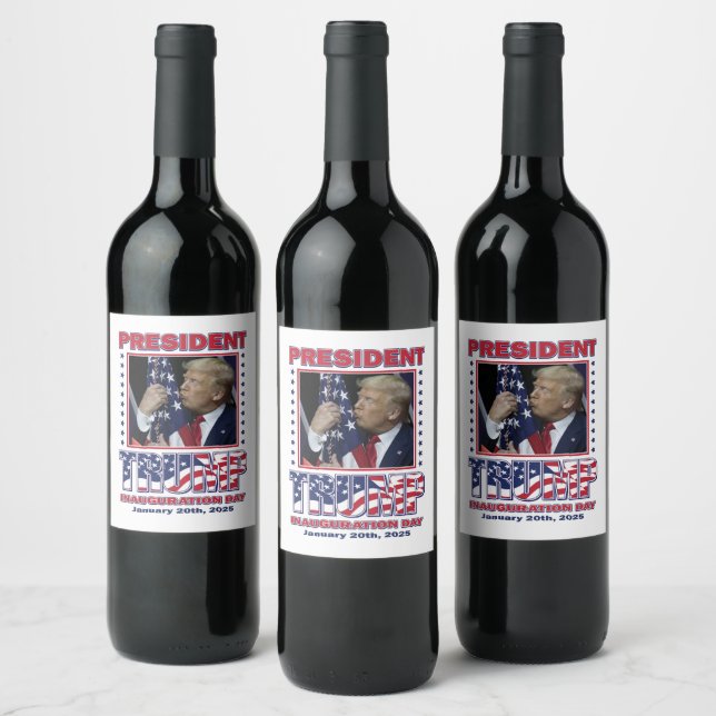 Étiquette Pour Bouteilles De Vin Donald Trump Inauguration 2025 (Bouteilles)