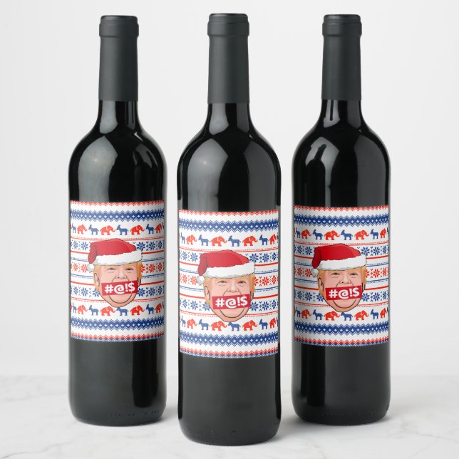 Étiquette Pour Bouteilles De Vin DONALD TRUMP Noël en colère (Bouteilles)