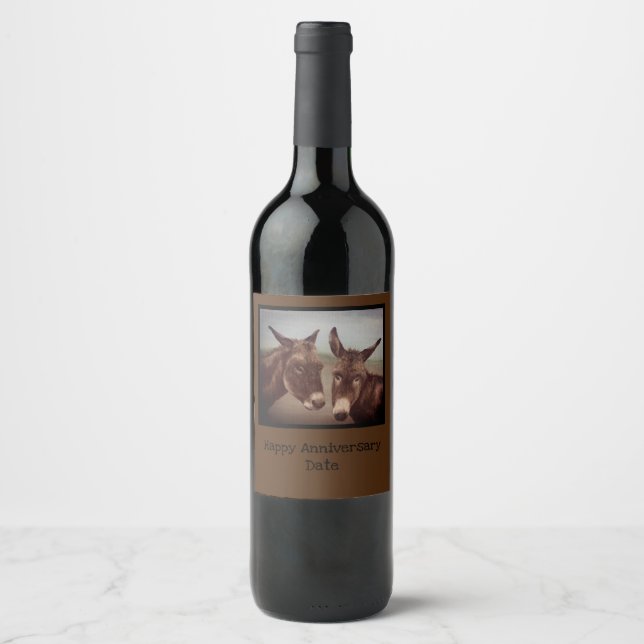 Étiquette Pour Bouteilles De Vin Double âne (Devant)