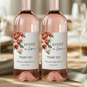 Étiquette Pour Bouteilles De Vin Douce Baie en Amour Fête de Mariage de la Fraise
