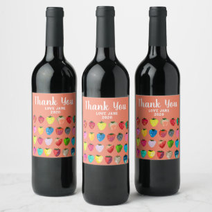 Étiquette Pour Bouteilles De Vin Douceur fraise mignonne aquarelle de fruit mignon