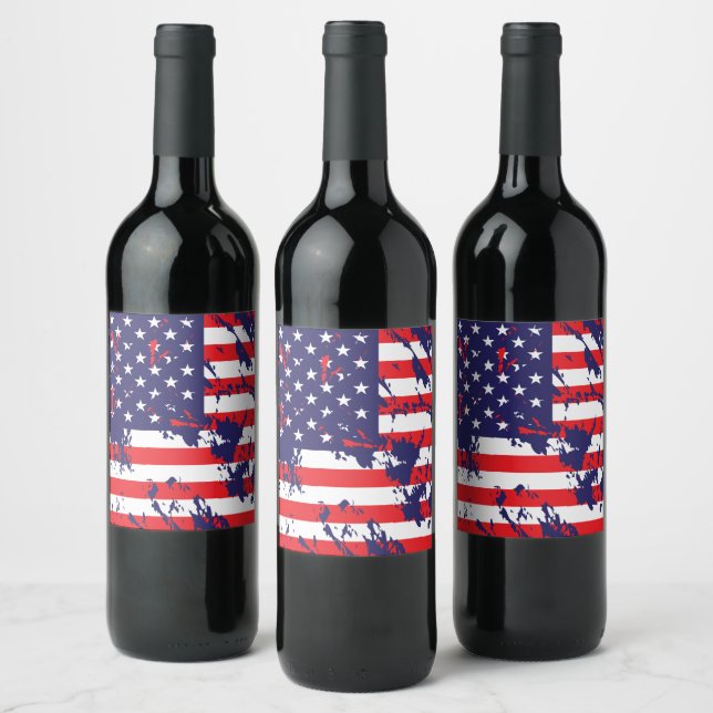 Étiquette Pour Bouteilles De Vin Drapeau américain (Bouteilles)