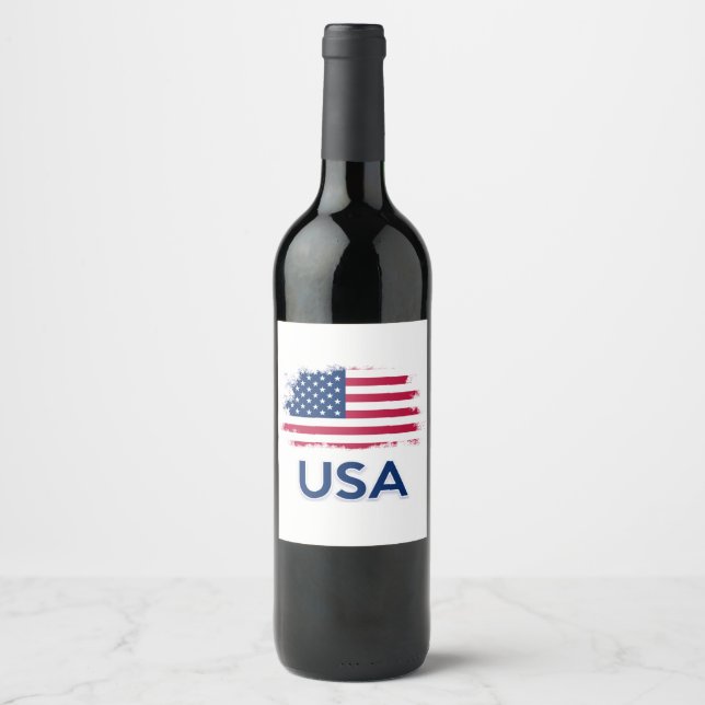 Étiquette Pour Bouteilles De Vin Drapeau américain (Devant)