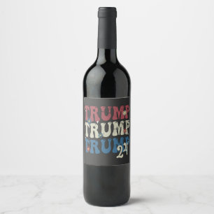 Étiquette Pour Bouteilles De Vin Drapeau américain patriotique Trump 2024 4 juillet