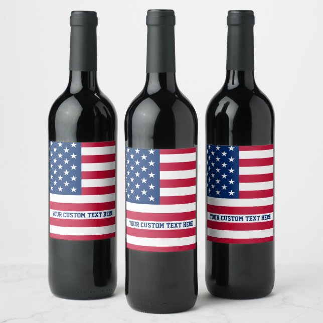 Étiquette Pour Bouteilles De Vin Drapeau américain personnalisé Stars et bandes (Bouteilles)