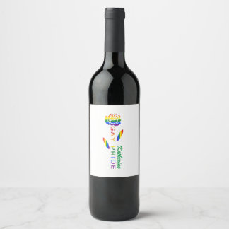 Étiquette Pour Bouteilles De Vin Drapeau arc-en-ciel Rose Fierté Gay Nom personnali