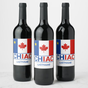 Étiquette Pour Bouteilles De Vin Drapeau canadien acadien de Chiac Nom