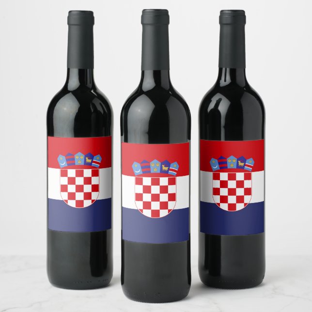 Étiquette Pour Bouteilles De Vin Drapeau de Croatie (Bouteilles)