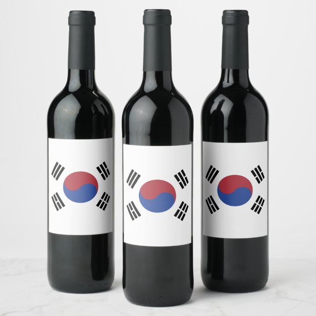 Étiquette Pour Bouteilles De Vin Drapeau de la Corée du Sud (Bouteilles)