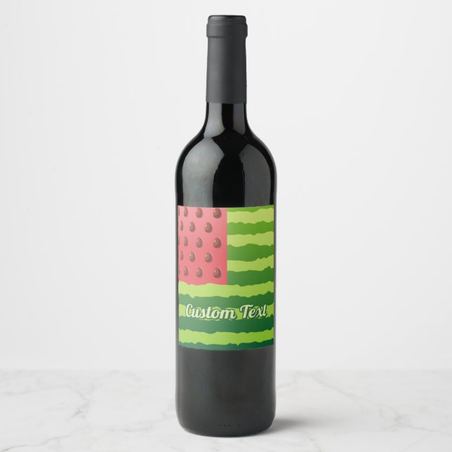 Étiquette Pour Bouteilles De Vin Drapeau de pastèque (Devant)