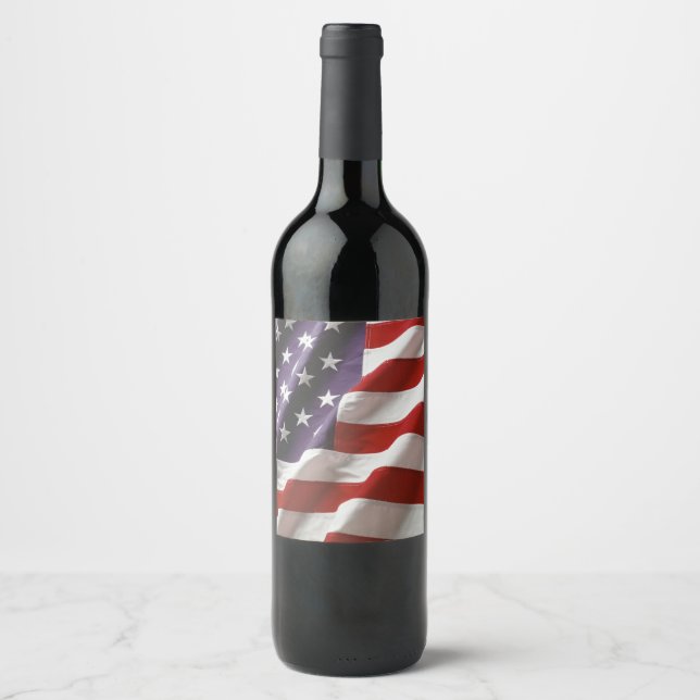 Étiquette Pour Bouteilles De Vin Drapeau des États-Unis (Devant)