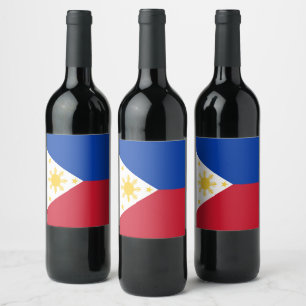 Étiquette Pour Bouteilles De Vin drapeau des Philippines