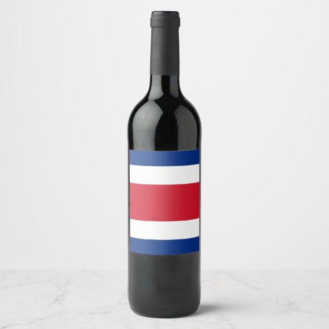 Étiquette Pour Bouteilles De Vin Drapeau du Costa Rica (Devant)