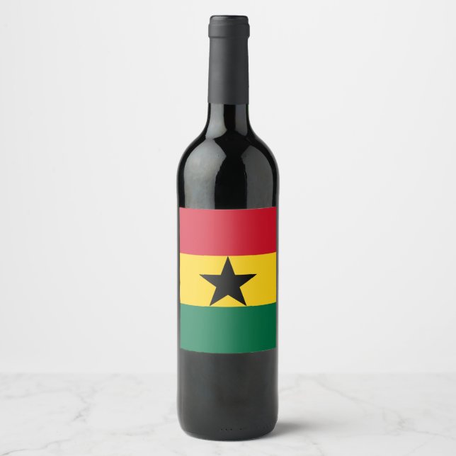 Étiquette Pour Bouteilles De Vin Drapeau du Ghana (Devant)