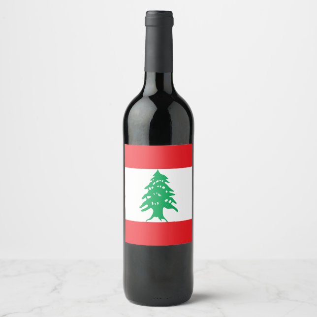 Étiquette Pour Bouteilles De Vin Drapeau du Liban (Devant)