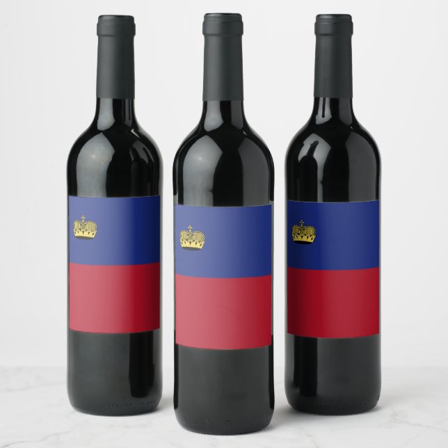 Étiquette Pour Bouteilles De Vin Drapeau du Liechtenstein (Bouteilles)