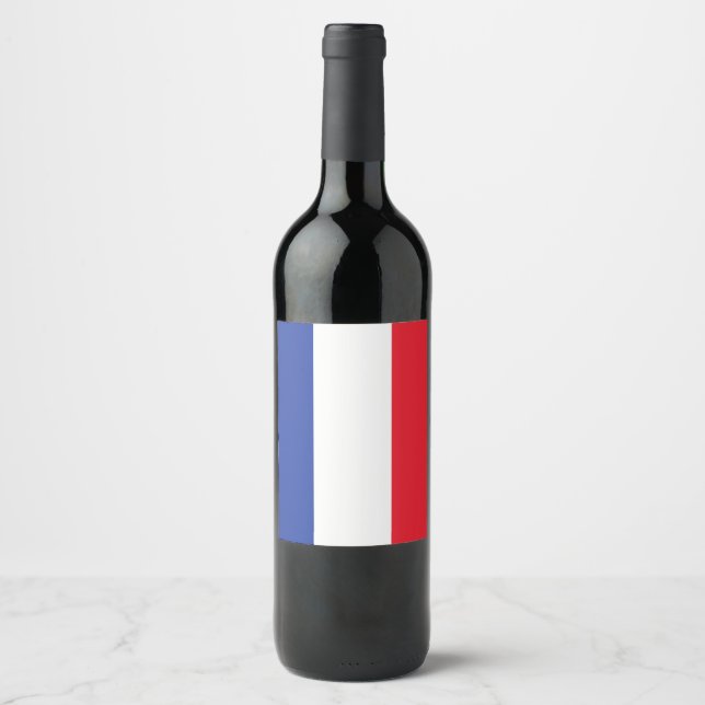 Étiquette Pour Bouteilles De Vin Drapeau France (Devant)