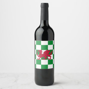 Étiquette Pour Bouteilles De Vin Drapeau mystique rouge du dragon celtique du Pays