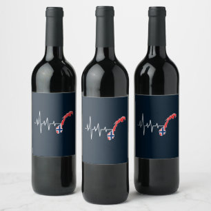 Étiquette Pour Bouteilles De Vin Drapeau norvégien Drapeau norvégien Norge