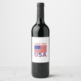 Étiquette Pour Bouteilles De Vin Drapeau USA États-Unis Amérique Personnalisé