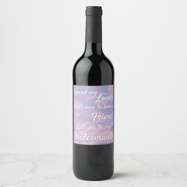 Étiquette Pour Bouteilles De Vin Dream Clouds Lover Bridesmaid Proposal (Devant)