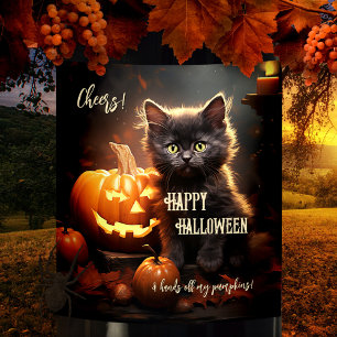 Étiquette Pour Bouteilles De Vin Drôle Chat Noir Kitten Halloween