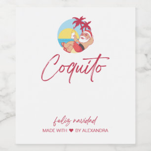 Étiquette Pour Bouteilles De Vin Drôle Coquito Père Noël Food and Beverage Étiquett