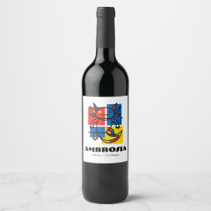 Étiquette Pour Bouteilles De Vin Drôle de motif d'art abstrait Axolotl Piet Mondria